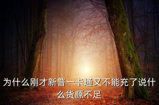 為什么剛才新普一卡通又不能充了說(shuō)什么貨源不足