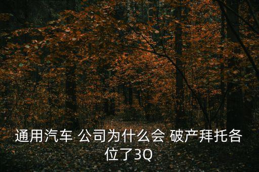 通用汽車(chē) 公司為什么會(huì) 破產(chǎn)拜托各位了3Q
