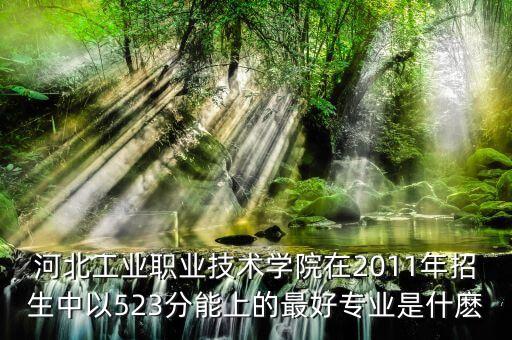 河北工業(yè)職業(yè)技術(shù)學(xué)院在2011年招生中以523分能上的最好專(zhuān)業(yè)是什麼
