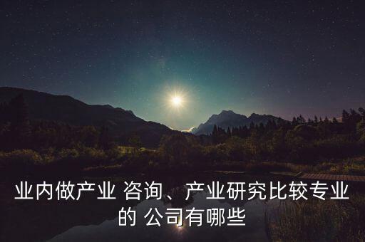 業(yè)內(nèi)做產(chǎn)業(yè) 咨詢、產(chǎn)業(yè)研究比較專業(yè)的 公司有哪些