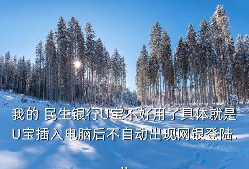 我的 民生銀行U寶不好用了具體就是U寶插入電腦后不自動出現網銀登陸...