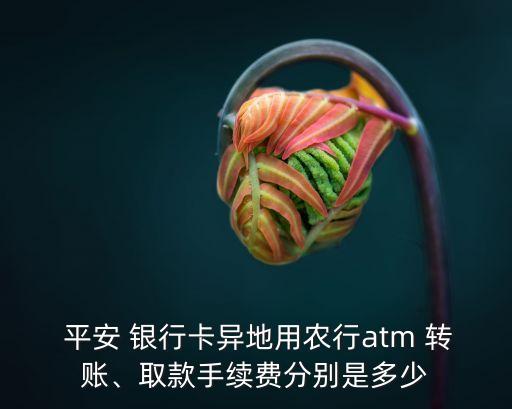  平安 銀行卡異地用農(nóng)行atm 轉(zhuǎn)賬、取款手續(xù)費分別是多少