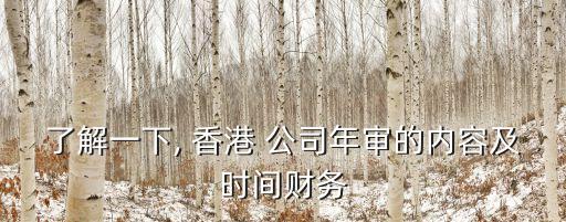 了解一下, 香港 公司年審的內容及時間財務