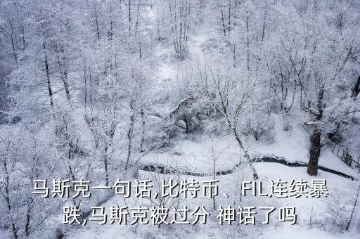 馬斯克一句話,比特幣、FIL連續(xù)暴跌,馬斯克被過分 神話了嗎