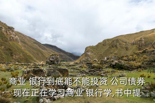 商業(yè) 銀行到底能不能投資 公司債券現(xiàn)在正在學(xué)習(xí)商業(yè) 銀行學(xué),書(shū)中提