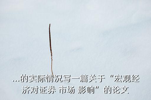 ...的實(shí)際情況寫一篇關(guān)于“宏觀經(jīng)濟(jì)對證券 市場 影響”的論文
