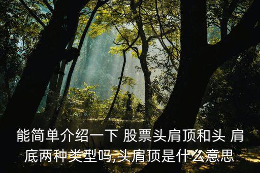 能簡(jiǎn)單介紹一下 股票頭肩頂和頭 肩底兩種類型嗎,頭肩頂是什么意思