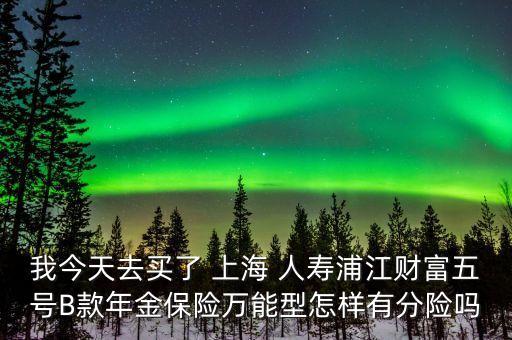 我今天去買(mǎi)了 上海 人壽浦江財(cái)富五號(hào)B款年金保險(xiǎn)萬(wàn)能型怎樣有分險(xiǎn)嗎