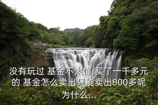 沒(méi)有玩過(guò) 基金不太懂,買(mǎi)了一千多元的 基金怎么賣(mài)出只能賣(mài)出800多呢為什么...