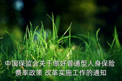 中國保監(jiān)會關(guān)于做好普通型人身保險 費(fèi)率政策 改革實(shí)施工作的通知