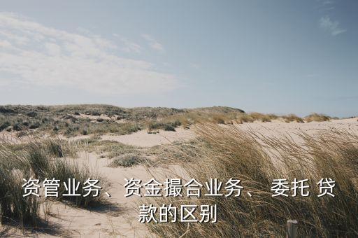 資管業(yè)務、資金撮合業(yè)務、 委托 貸款的區(qū)別