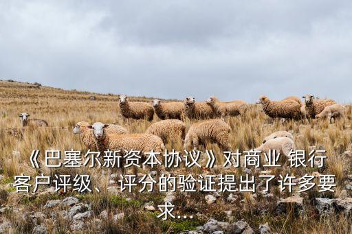 《巴塞爾新資本協(xié)議》對商業(yè) 銀行 客戶評級、 評分的驗證提出了許多要求...