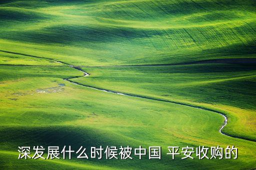 深發(fā)展什么時(shí)候被中國(guó) 平安收購的