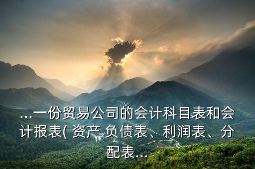 ...一份貿(mào)易公司的會(huì)計(jì)科目表和會(huì)計(jì)報(bào)表( 資產(chǎn) 負(fù)債表、利潤表、分配表...