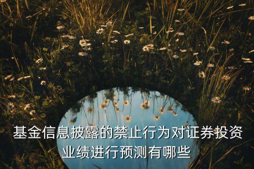  基金信息披露的禁止行為對證券投資業(yè)績進行預測有哪些