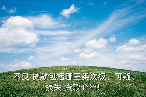  不良 貸款包括哪三類次級(jí)、可疑、損失 貸款介紹!