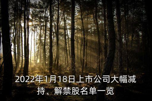 2022年1月18日上市公司大幅減持、解禁股名單一覽