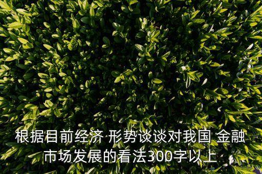 根據目前經濟 形勢談談對我國 金融市場發(fā)展的看法300字以上