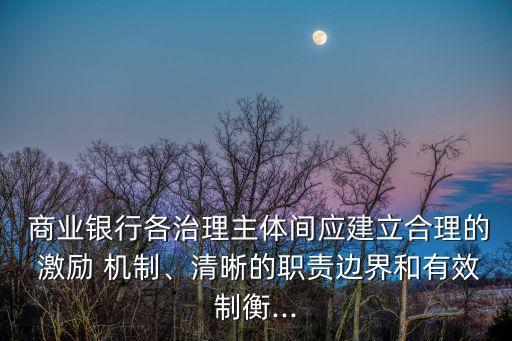  商業(yè)銀行各治理主體間應(yīng)建立合理的 激勵(lì) 機(jī)制、清晰的職責(zé)邊界和有效制衡...