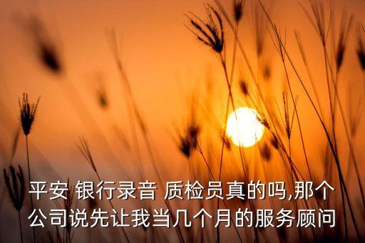 平安 銀行錄音 質檢員真的嗎,那個公司說先讓我當幾個月的服務顧問