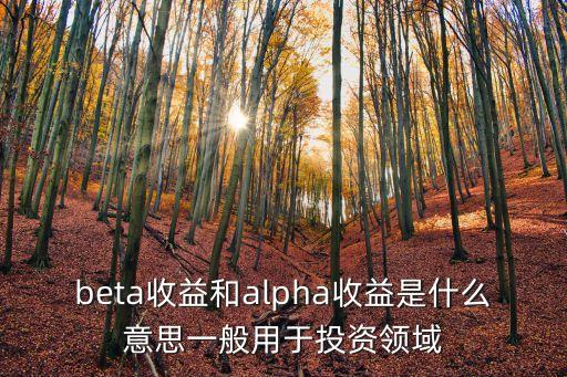 beta收益和alpha收益是什么意思一般用于投資領域