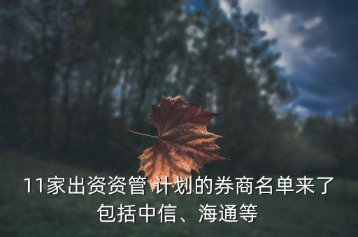 11家出資資管 計(jì)劃的券商名單來(lái)了包括中信、海通等