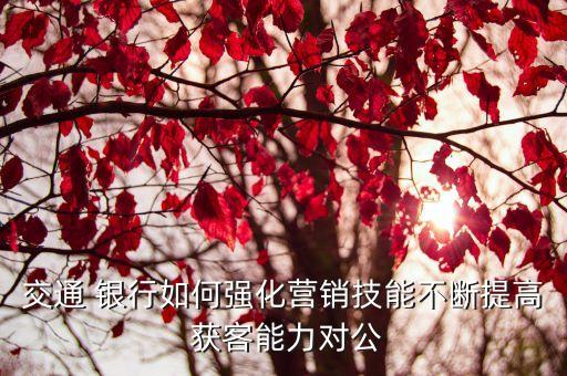 交通 銀行如何強(qiáng)化營(yíng)銷技能不斷提高 獲客能力對(duì)公