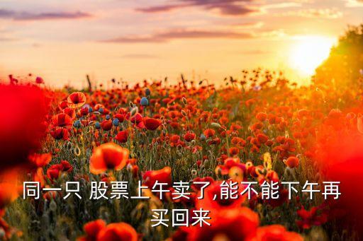同一只 股票上午賣(mài)了,能不能下午再買(mǎi)回來(lái)