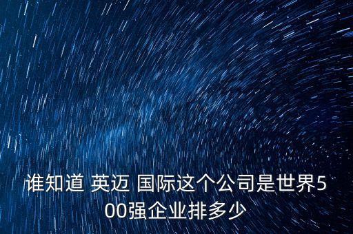 誰知道 英邁 國際這個(gè)公司是世界500強(qiáng)企業(yè)排多少
