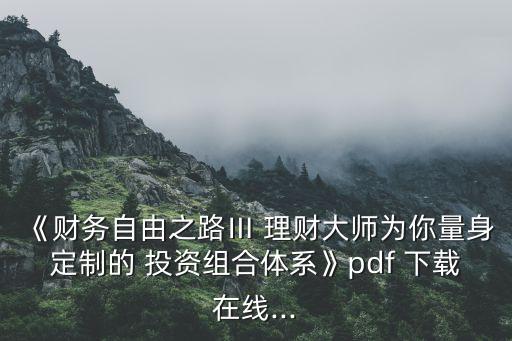《財務(wù)自由之路Ⅲ 理財大師為你量身定制的 投資組合體系》pdf 下載在線...