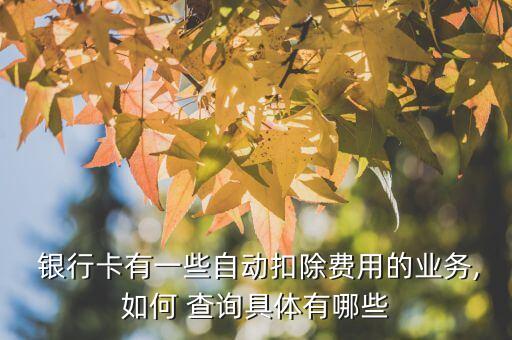  銀行卡有一些自動(dòng)扣除費(fèi)用的業(yè)務(wù),如何 查詢(xún)具體有哪些