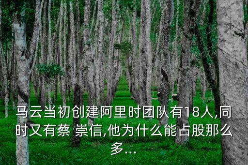 馬云當(dāng)初創(chuàng)建阿里時團(tuán)隊有18人,同時又有蔡 崇信,他為什么能占股那么多...