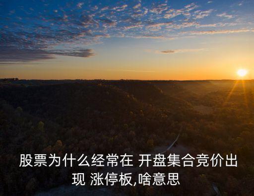  股票為什么經常在 開盤集合競價出現 漲停板,啥意思