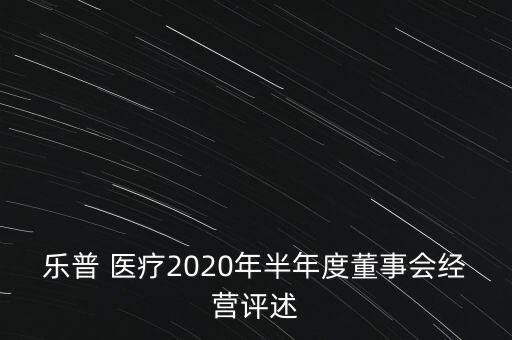 樂普 醫(yī)療2020年半年度董事會(huì)經(jīng)營評述
