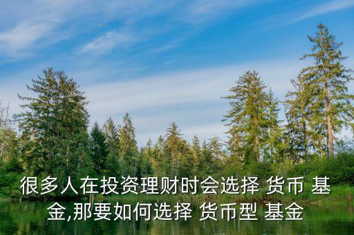 很多人在投資理財(cái)時會選擇 貨幣 基金,那要如何選擇 貨幣型 基金