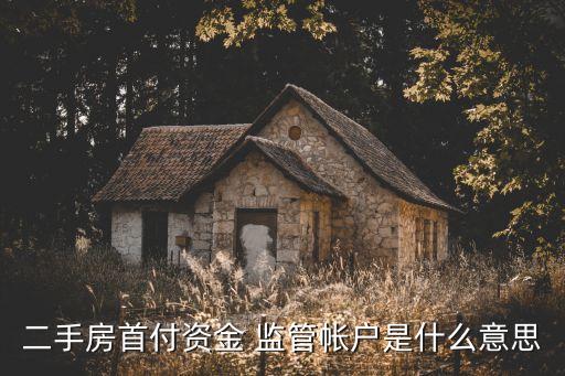 二手房首付資金 監(jiān)管帳戶(hù)是什么意思
