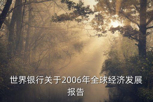世界銀行關于2006年全球經(jīng)濟發(fā)展報告
