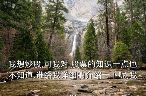我想炒股,可我對 股票的知識一點也不知道,誰給我詳細(xì)的介紹一下呢,我...